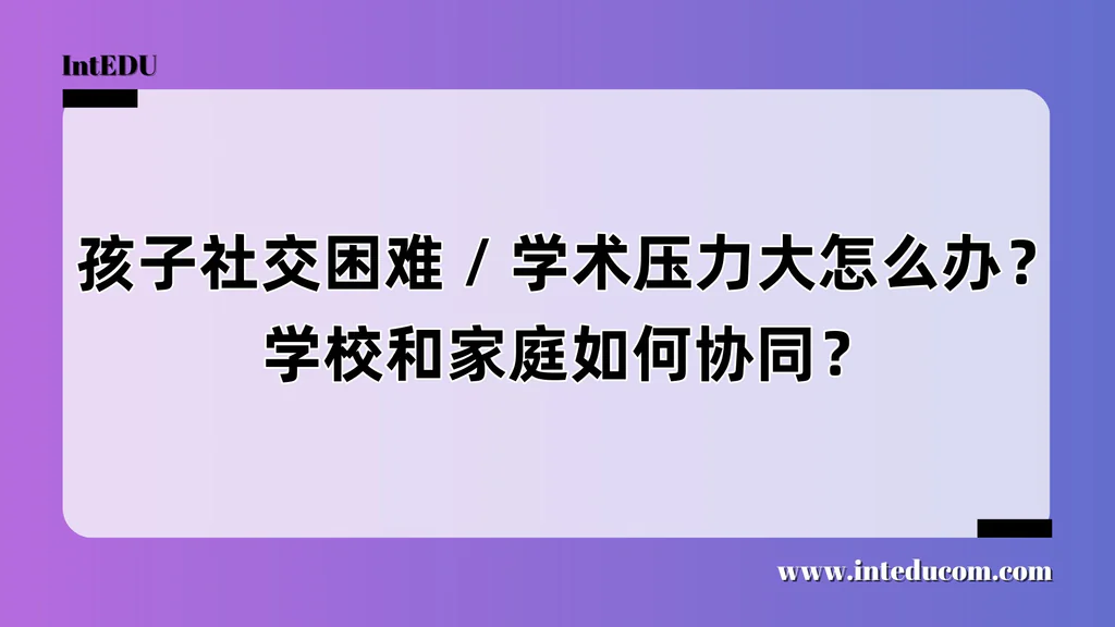 孩子社交困难 / 学术压力大怎么办？学校和家庭如何协同？