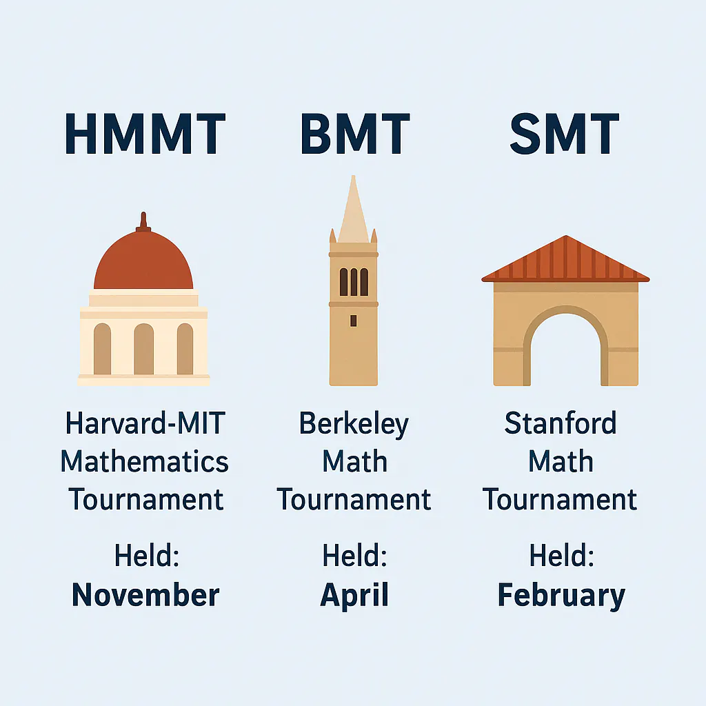  HMMT、BMT、SMT 三大名校团赛全对比