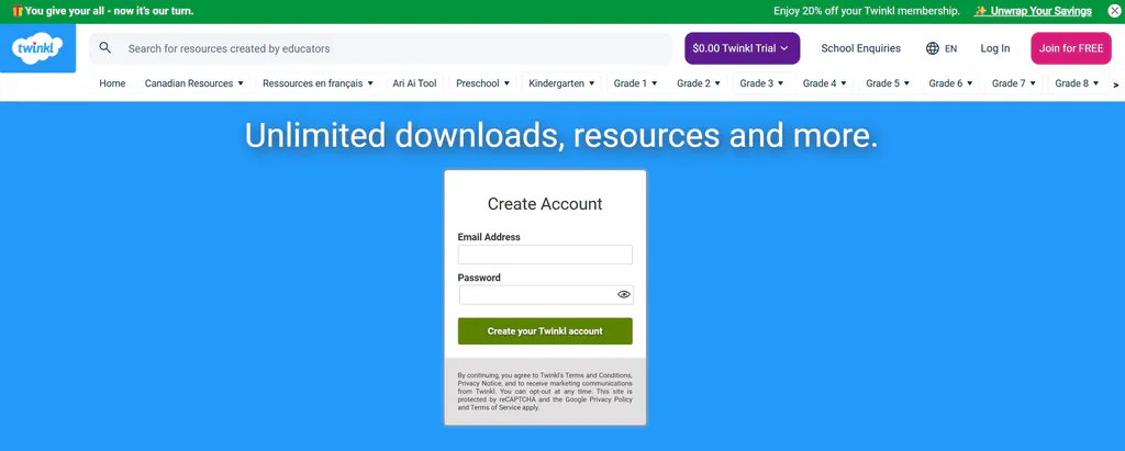 Twinkl ——全球教师和家长最常用的 K–12 教育资源库（覆盖 270,000+ 资料）