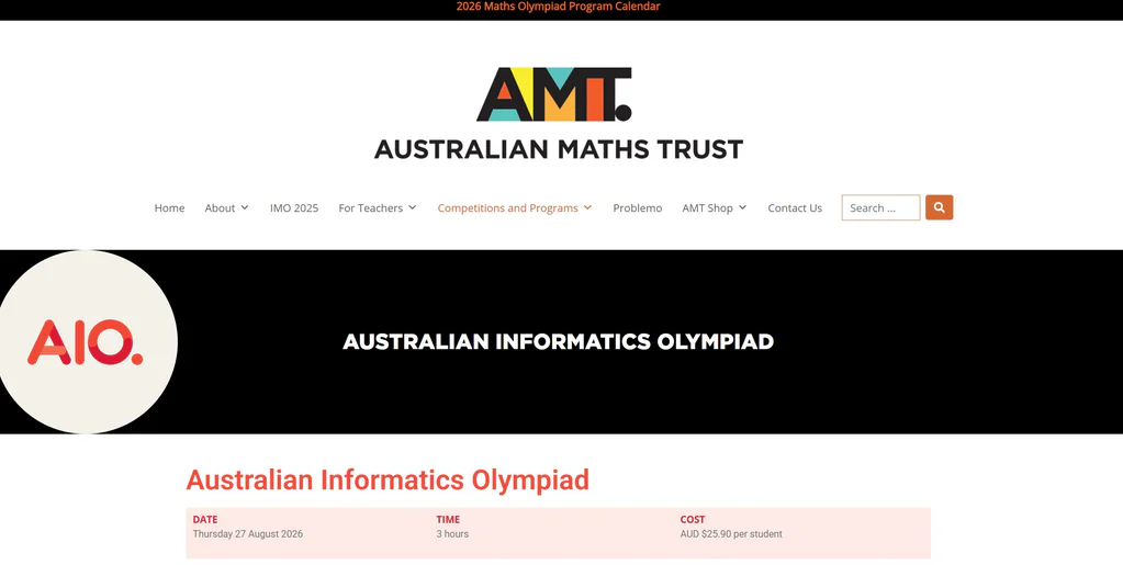  Australian Informatics Olympiad（AIO）  ——澳大利亚国家级信息学奥林匹克 
