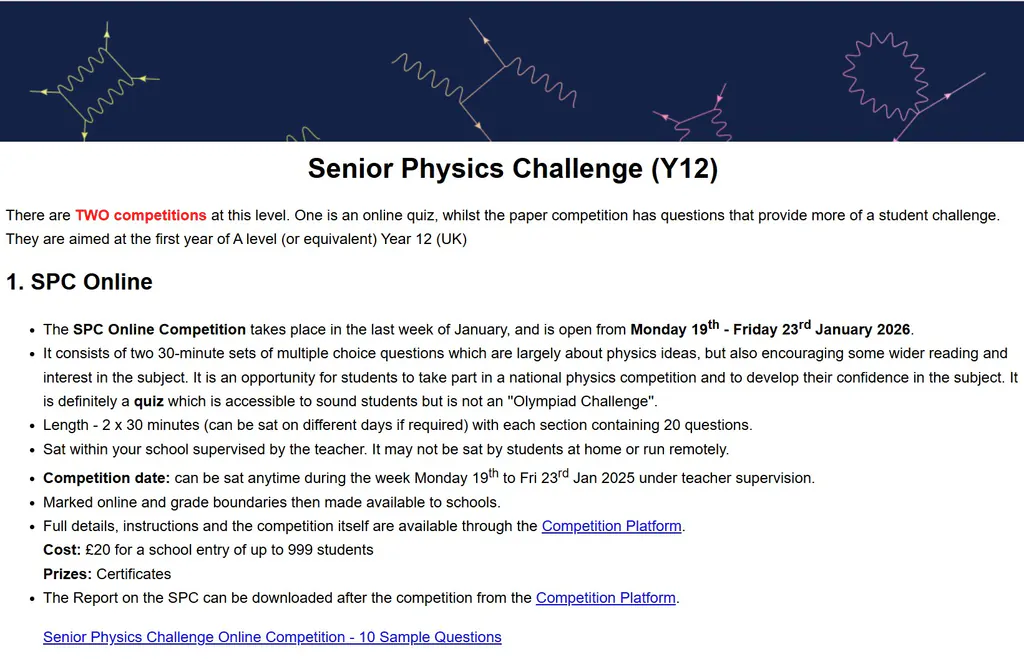  Senior Physics Challenge（SPC）——英国 BPhO 体系中最适合高中生的高阶物理思维竞赛