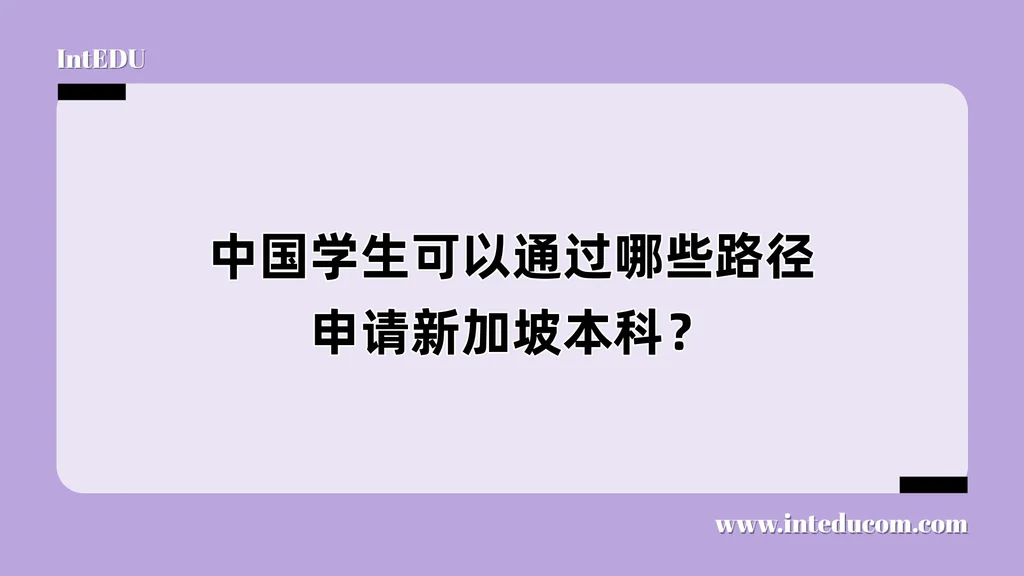 中国学生可以通过哪些路径申请新加坡本科？