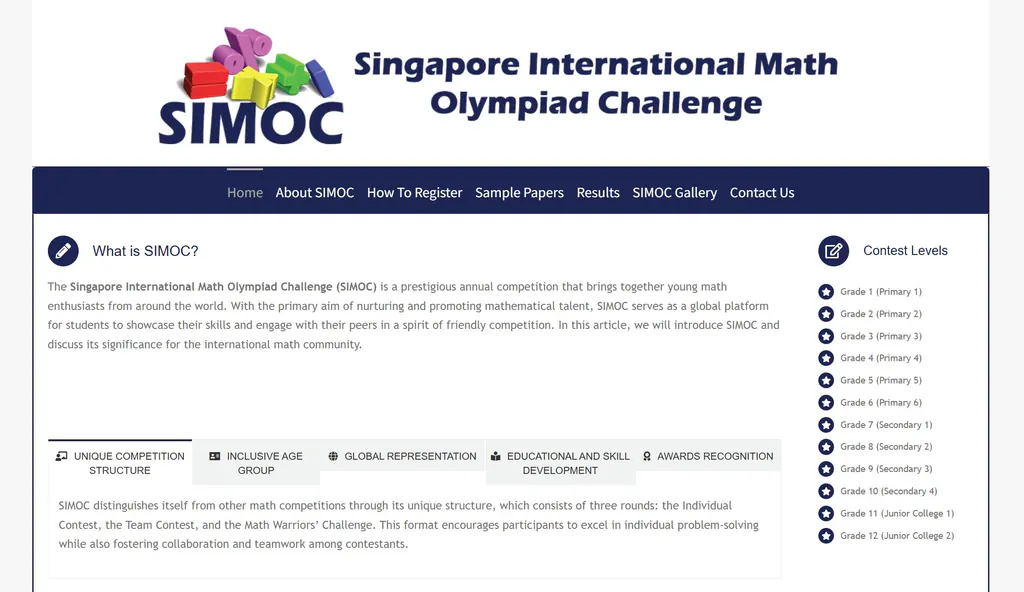 SIMOC（Singapore International Math Olympiad Challenge）   ——全球数学精英在新加坡的思维盛会