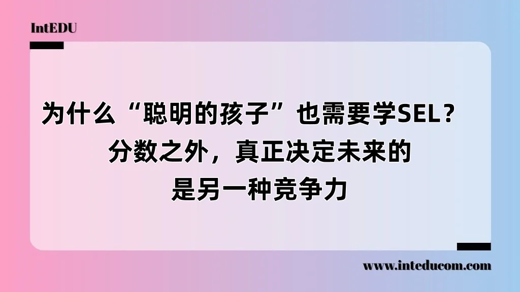 为什么“聪明的孩子”也需要学SEL？分数之外，真正决定未来的，是另一种竞争力