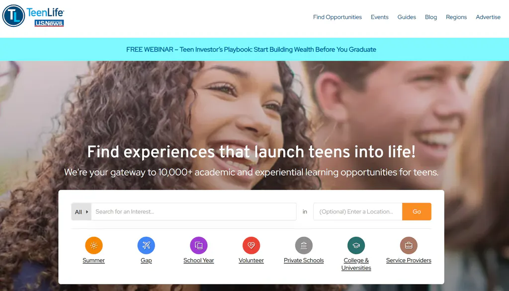  TeenLife  ——美国最全面的青少年活动与志愿机会信息中心，让“成长选择”一站可查