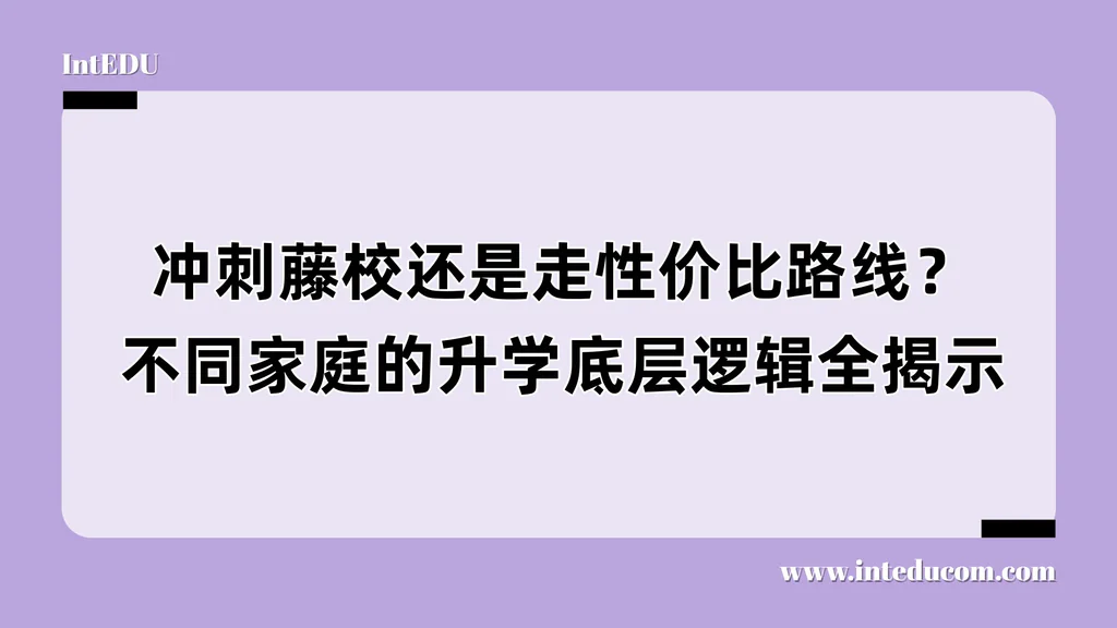 冲刺藤校还是走性价比路线？不同家庭的升学底层逻辑全揭示