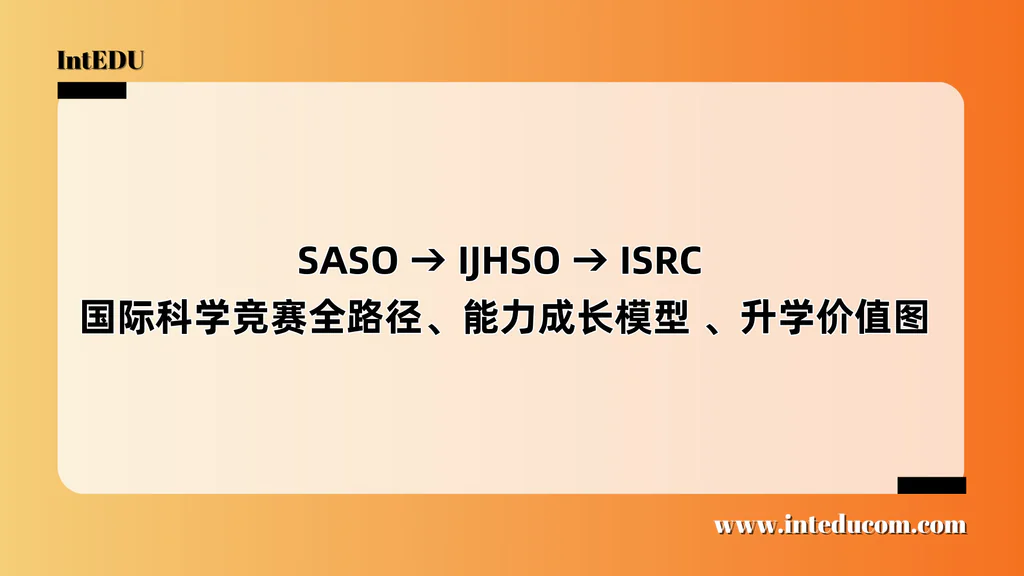 SASO → IJHSO → ISRC 国际科学竞赛全路径、能力成长模型 、升学价值图