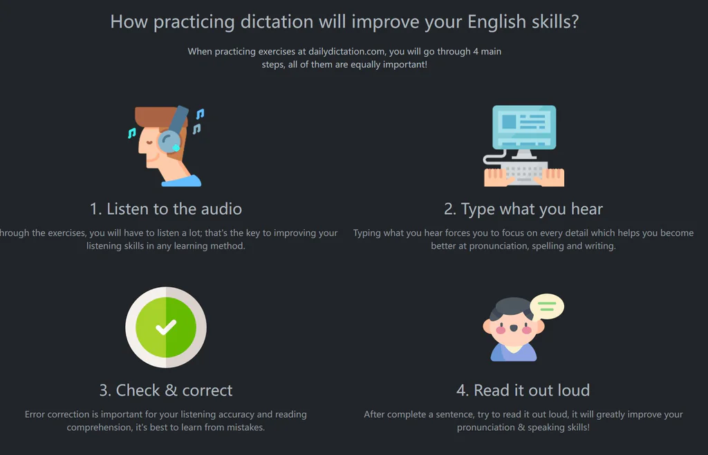  DailyDictation.com  ——免费的英文听力、拼写训练网站，为孩子建立“真正的语音基础与语感”