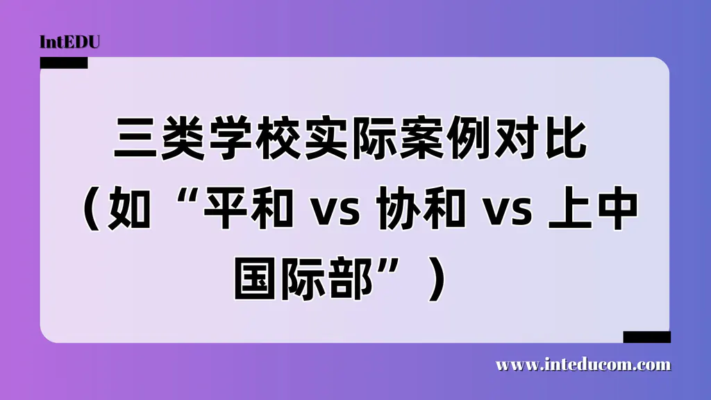 三类学校实际案例对比（如“平和 vs 协和 vs 上中国际部”）