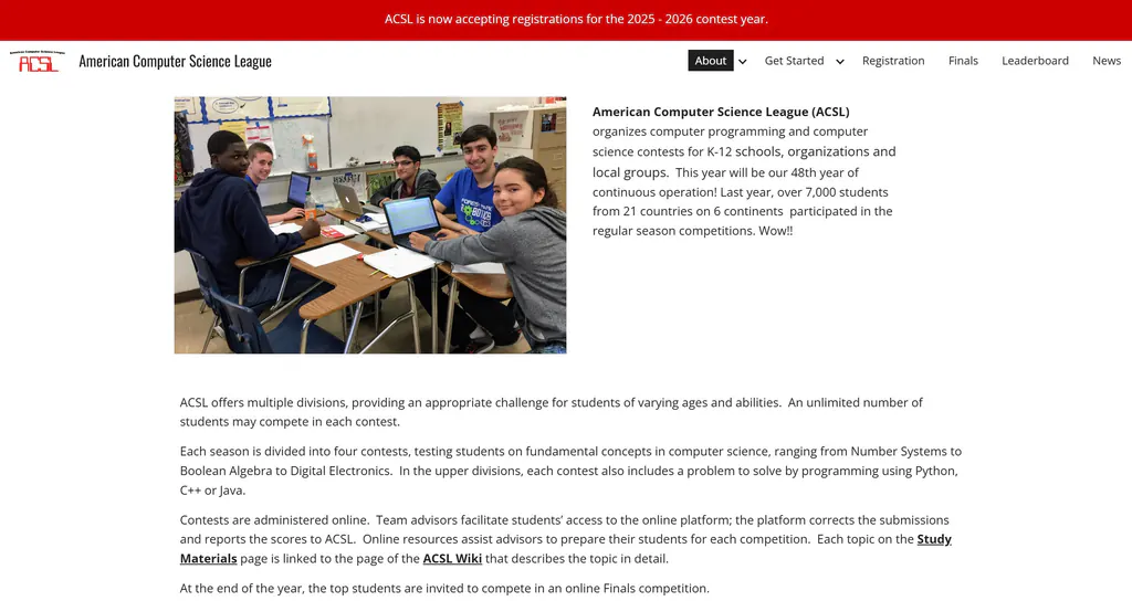  ACSL（American Computer Science League）美国最具影响力的中学生计算机科学竞赛